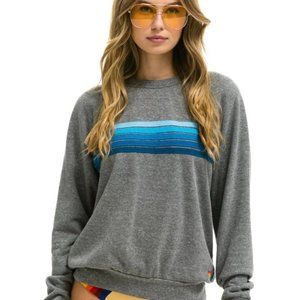 Aviator Nation 5 Stripe Crew Sweatshirt Size Small